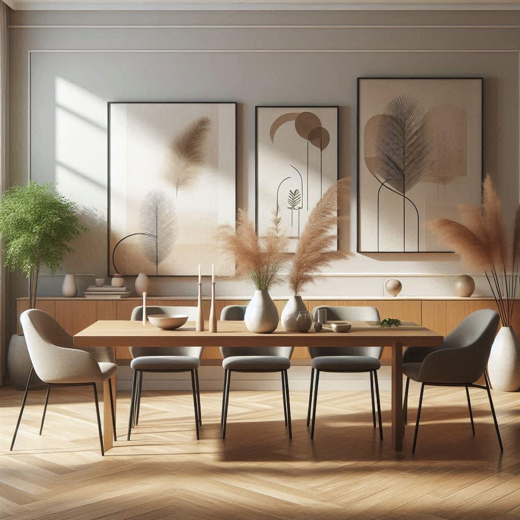 Diseño de interiores minimalista para sala comedor