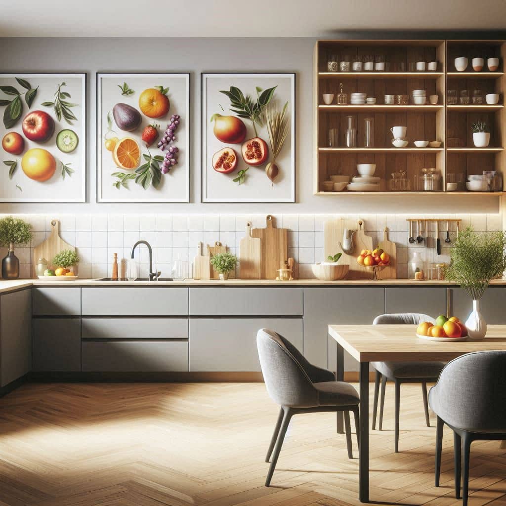 decoración minimalista con cuadros de cocina