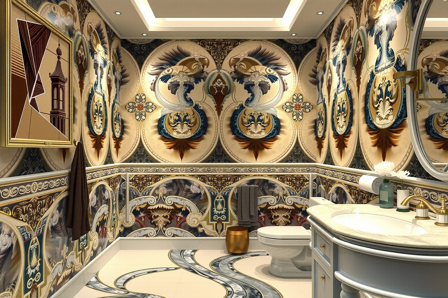 Papel para paredes de baño