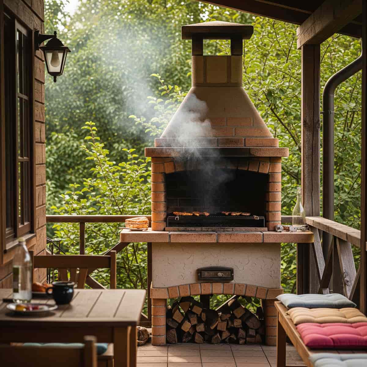 porche con barbacoa de obra